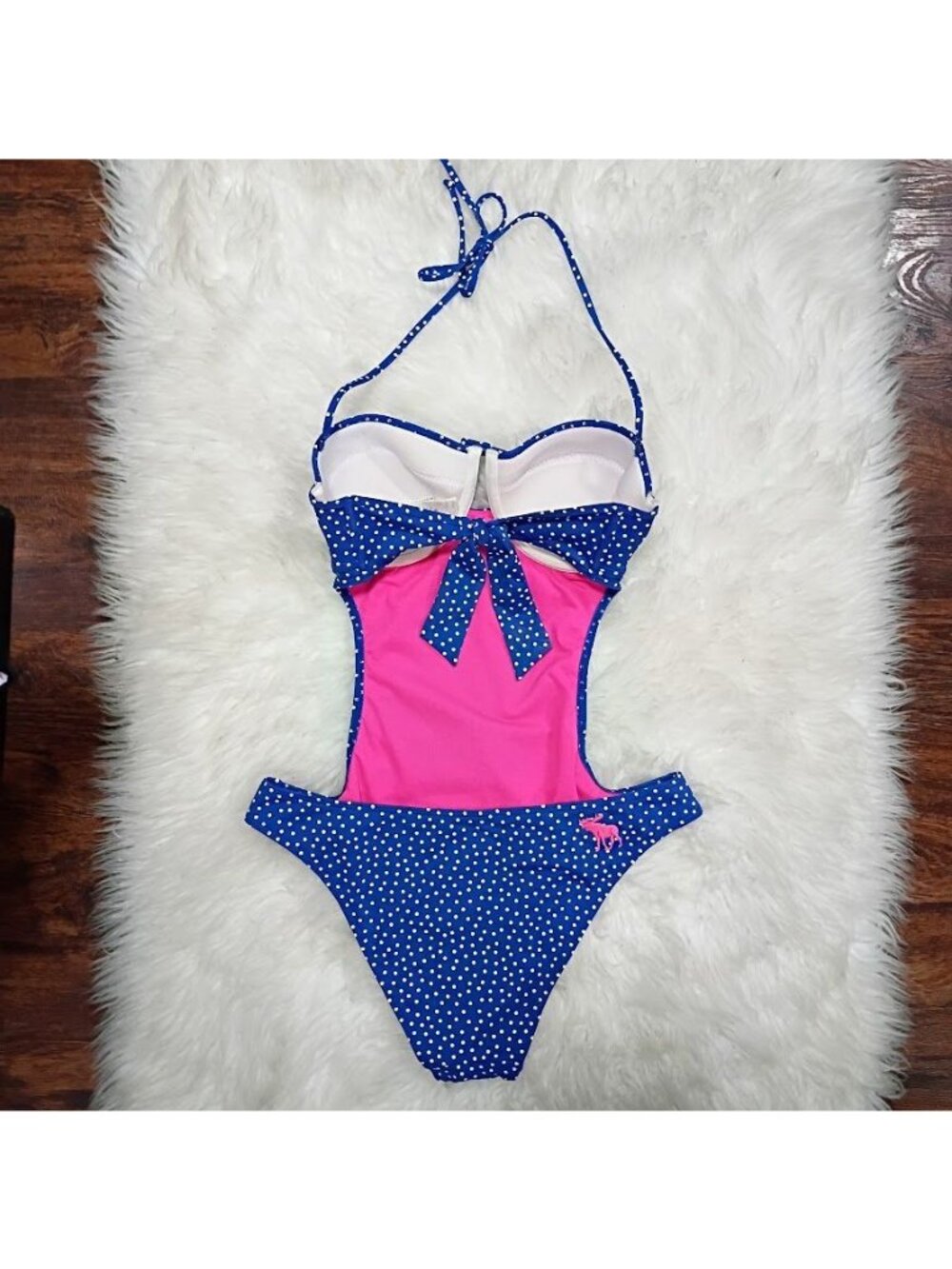 Abercrombie & Fitch Polka Dot Pink & Blue One Piece Swimsuit Size M - Picture 6 of 9